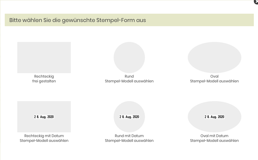 Stempel selbst gestalten - Stempel-Form auswhlen